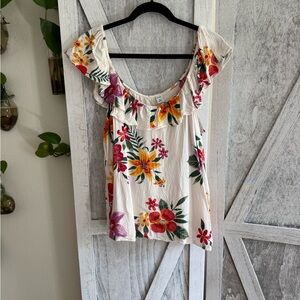 Old Navy Multicolor Floral Blouse with Ruffle Sleeves